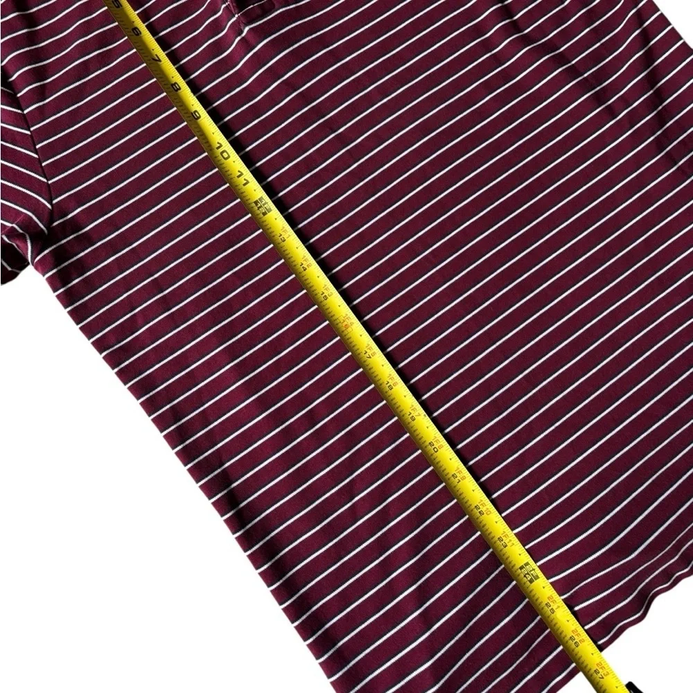 Ralph Lauren Maroon and White Striped Polo with Iconic Embroidered Logo
